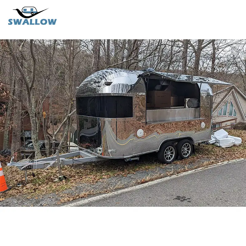Swallow Airstream Charter Catering Mobile Bar BBQ Food Trailer Gelato Coffee Fully Equipped Fast Food Truck For Sale