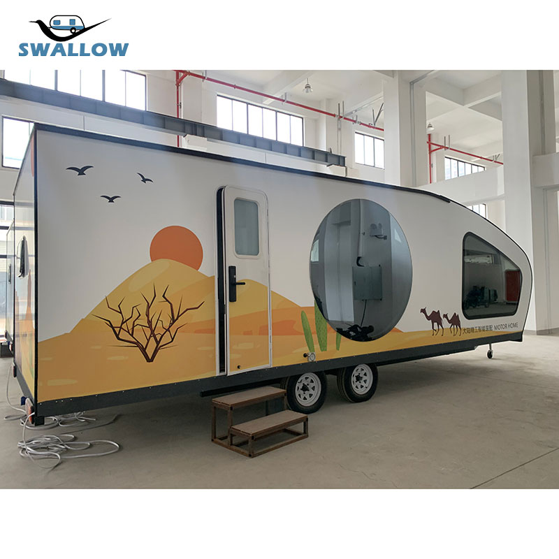 Factory Exports Large Airflow Trailer Stainless Steel Wire Drawing Panel Camper Food Mobile Store