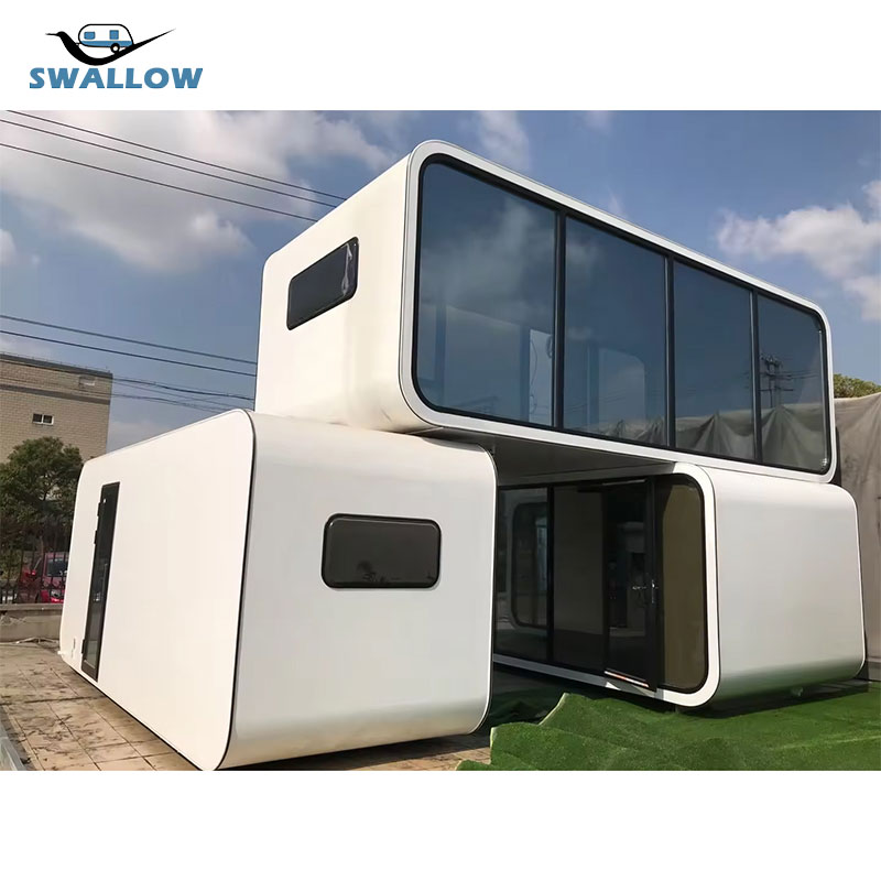 Strong Aluminium Plate Two-Story Container House Elegant Appearance Luxurious Prefab House Hot-Selling Apple Cabin