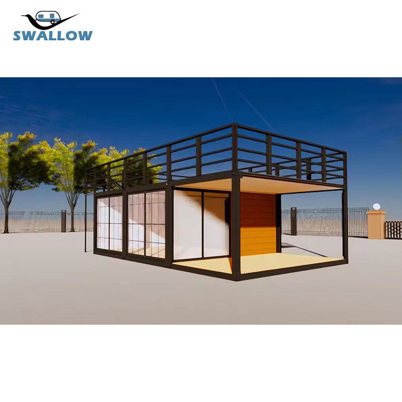 China Luxury Living Prefab Portable Caravan Wooden Mobile Module Camp Steel Flat Pack Building Modular Tiny Prefabricated Office